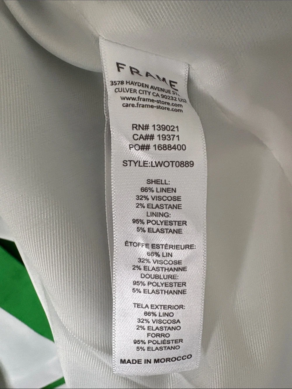 Frame Denim Bright Green Tailored Blazer size 4 - Picture 3 of 7